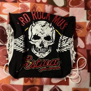 Windsor graphic sleeveless lace-up tube top